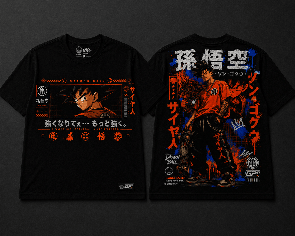 Camiseta Goku Adulto Street (Anime Dragon Ball) - Geek, Please! by Ânnima