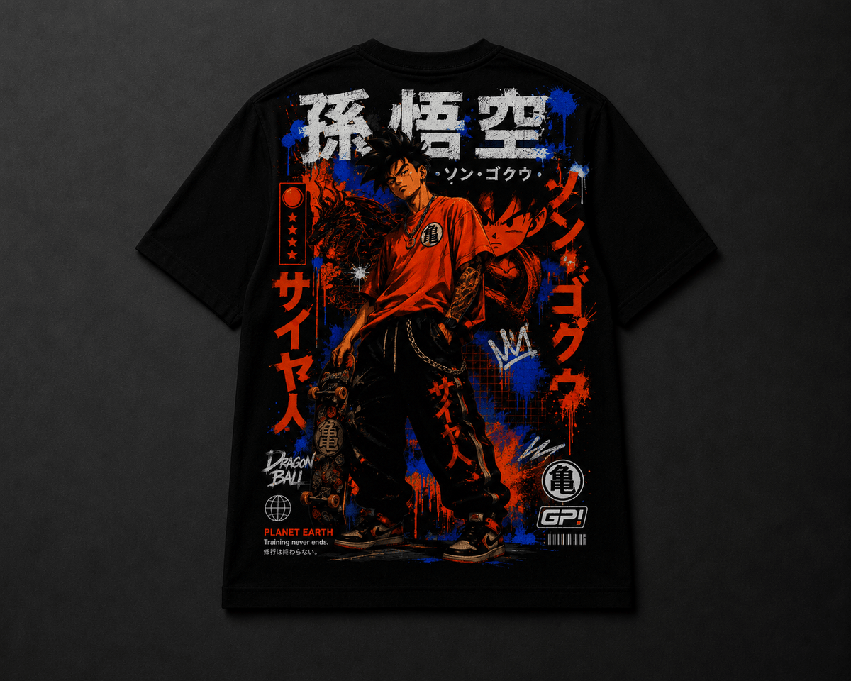 Camiseta Goku Adulto Street (Anime Dragon Ball) - Geek, Please! by Ânnima